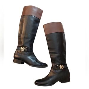 Michael Kors Black and Brown Heeled Boots